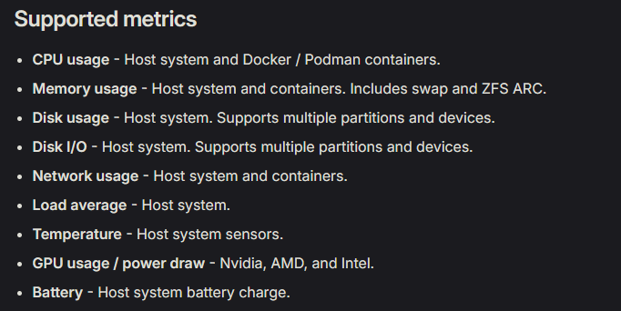 Supported Metrics